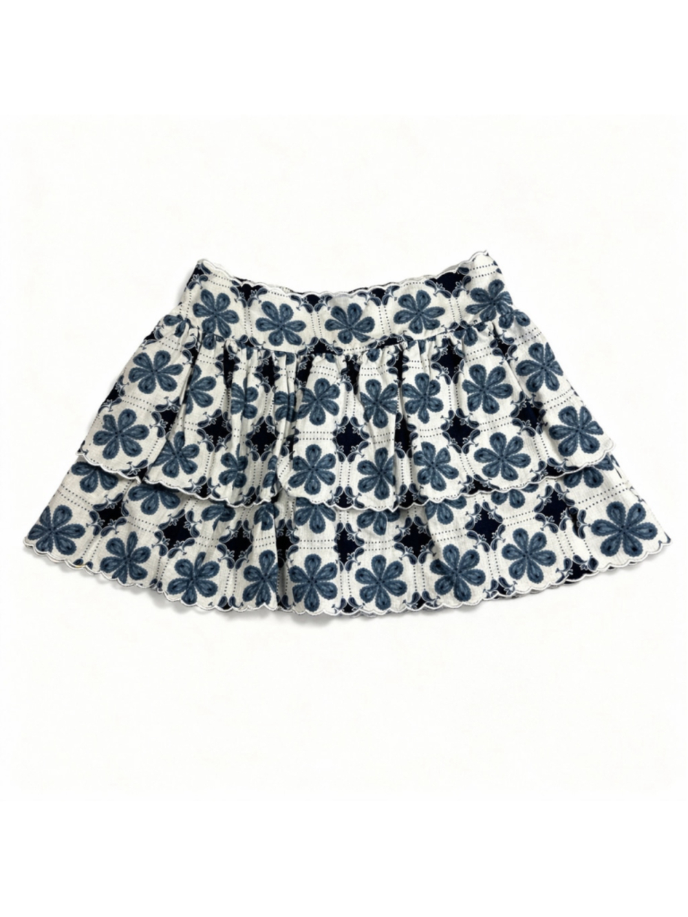 Aguabendita X Target White & Blue Floral Tiered Mini Skirt M